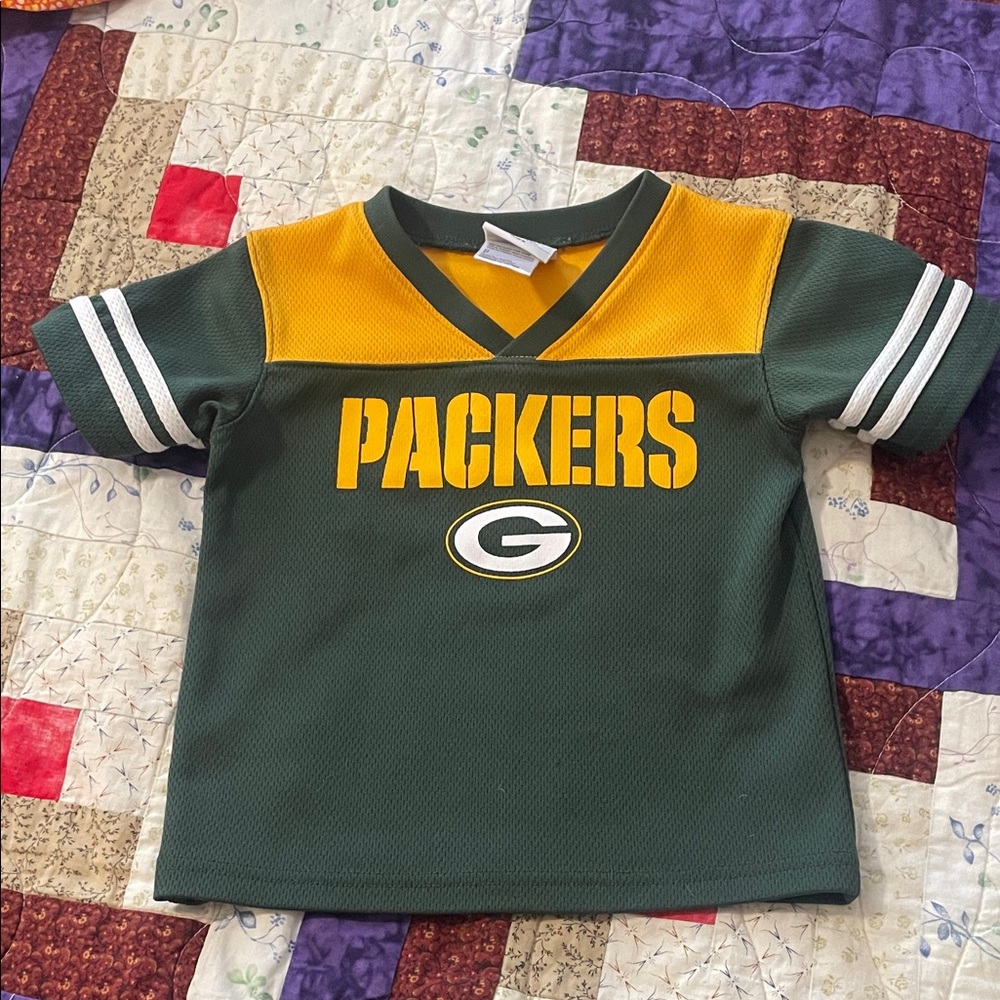 Kids Green and Gold Packers Team Jersey